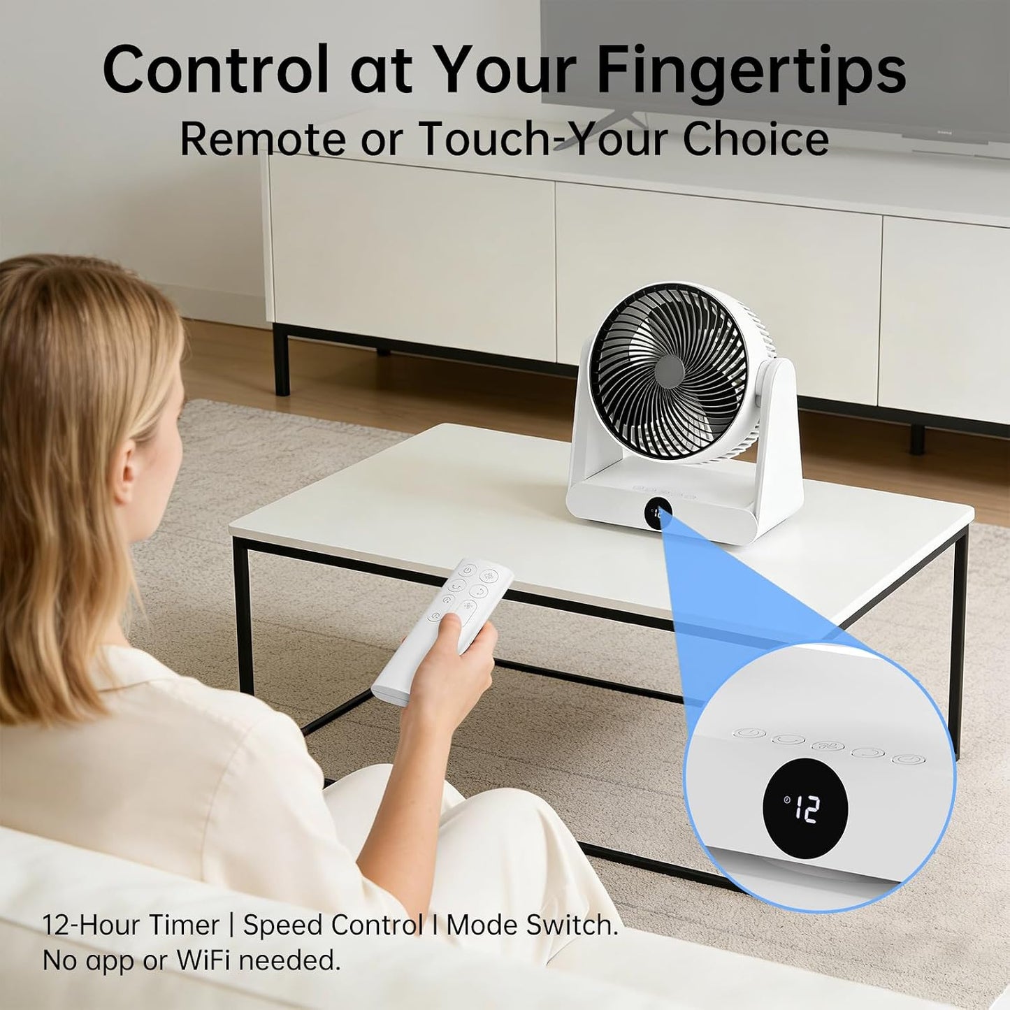 3D Oscillation Air Circulator Fan with Remote, 12000mAh Battery Operated Cordless Desk Fan, 20dB Whisper Quiet Table Fan for Bedroom Home Office, 12 Speeds, 12H Timer, 650 CFM Powerful Airflow