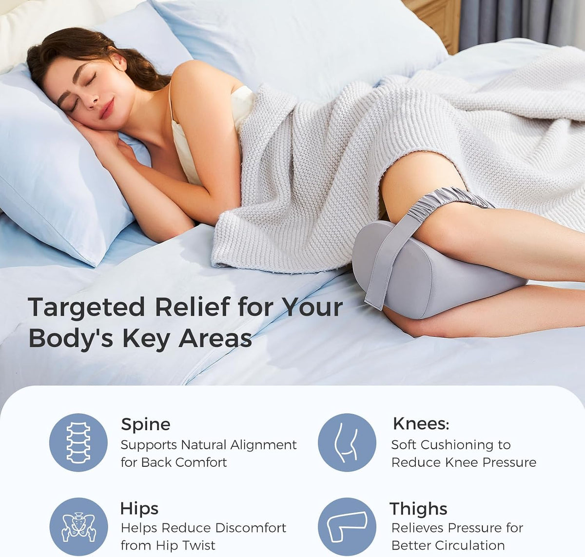 Momcozy Knee Pillow for Side Sleepers, Soft Memory Foam & Pinch-Free Design