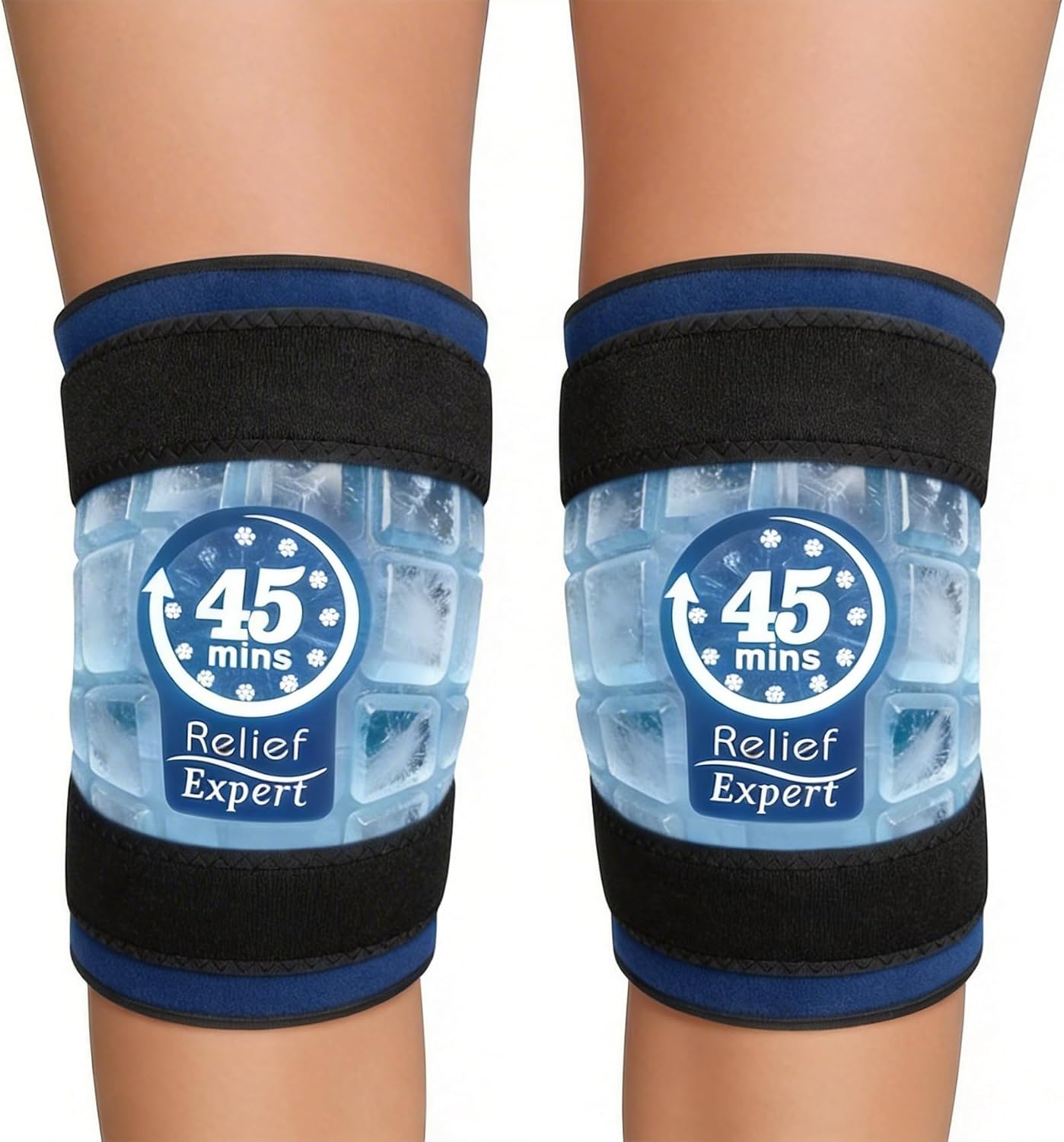 45-Minute Knee Ice Pack Wrap with Advanced Ice Grid Gel, Long-Lasting Ice Pack for Knees, Calves, Elbows, Flexible & Reusable Gel Ice Pack with Cold Compress for Workout Recovery- Fits Most Sizes