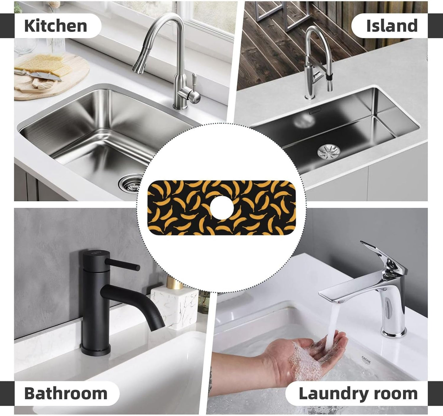 Abstract Flower Blooming Floral Watercolor Kitchen Sink Splash Guard Faucet Mat Super Absorbent Fast Drying Mat Sink Gadgets-Fast Drying Pad Sink Mat For Kitchen Bathroom (15" X 5.5" )
