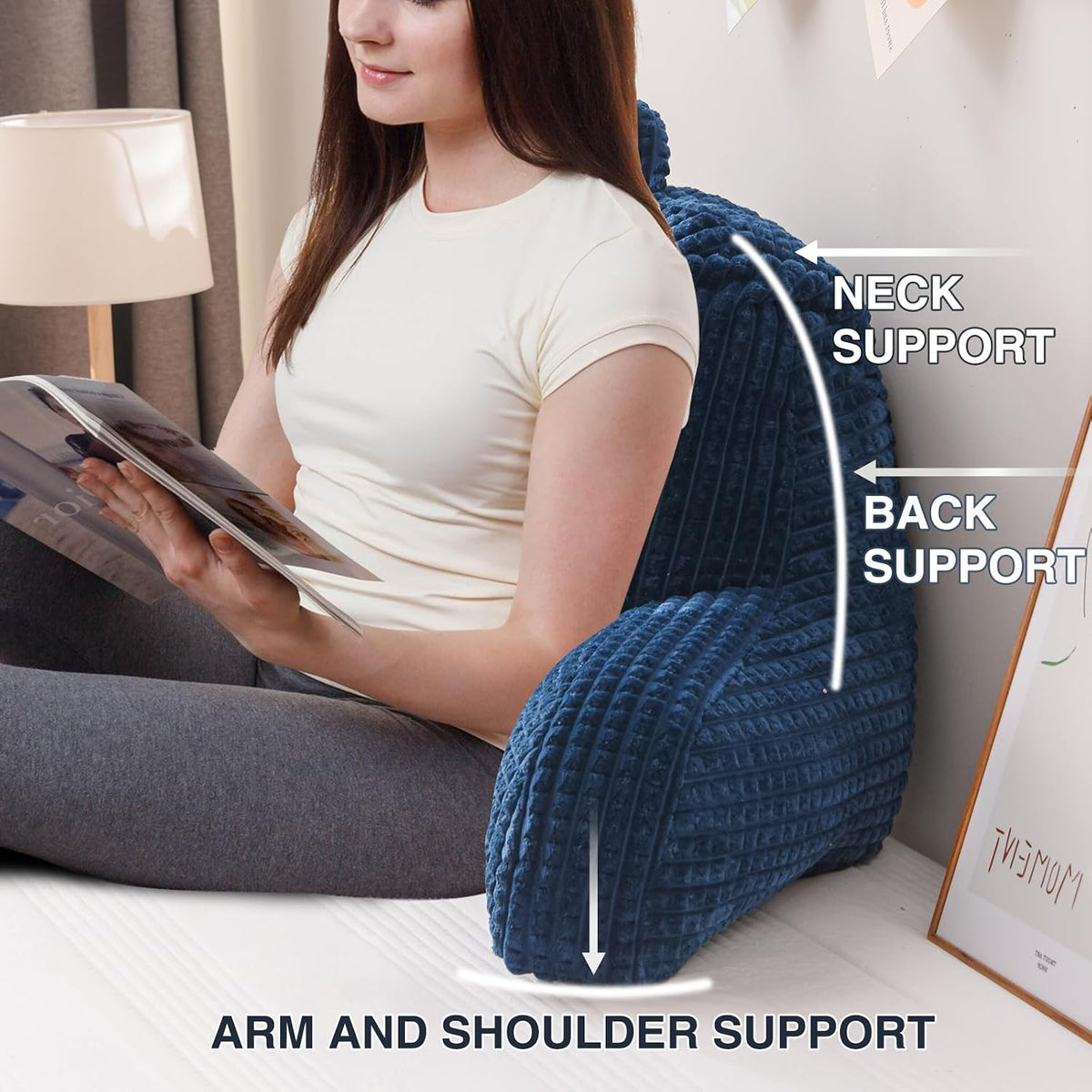 A Nice Night Darkgrey 17" Bed Wedge Pillows with Arms for Sitting
