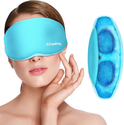 Cooling Eye Mask, Cold Eye Mask for Puffiness, Reusable Ice Eye Masks for Dark Circles And Puffy Eyes, Relieve Your Migraines and Headaches with Gel Eye Masks Therapy, Long-Lasting Comfort, Light Blue