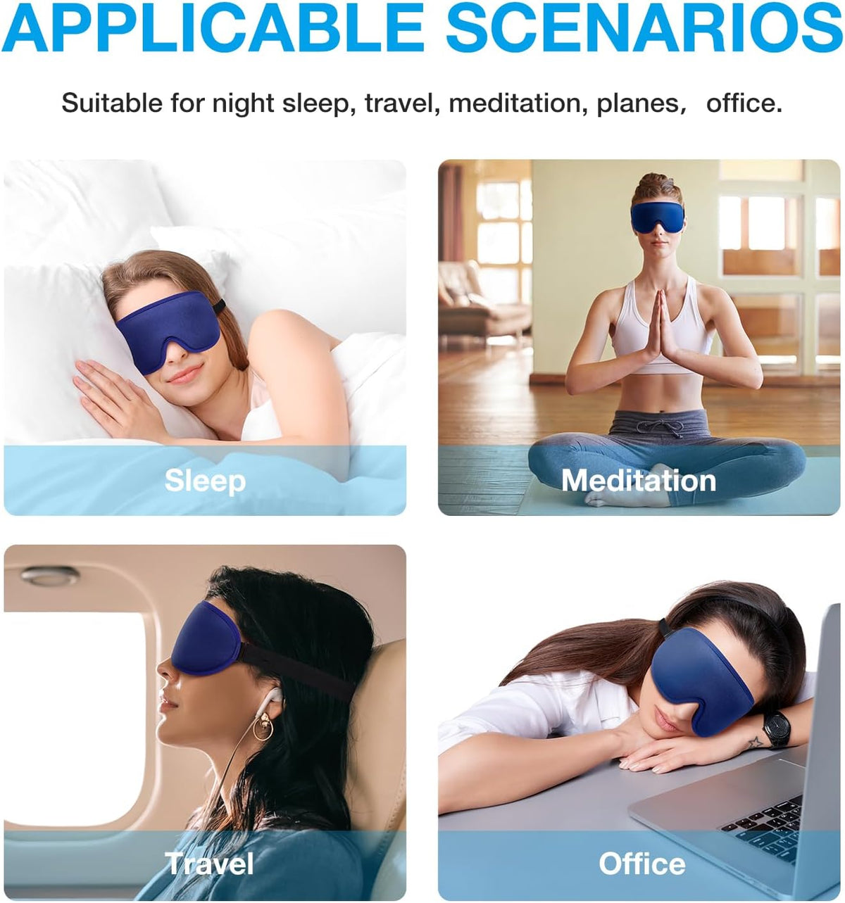 LYSIAN 3D Blackout Sleep Mask for Side Sleepers, 5 Pairs Ear Plugs, Black