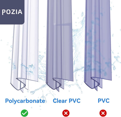 POZIA Shower Door Bottom Seal Frameless Glass Shower Door Seal Strip Clear Vinyl Durable Stop Shower Leaks and Create a Water Barrier Ultra Clear (1PACK-1/2in)