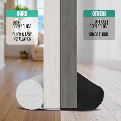 Under Door Draft Stopper - Door Sweep Gap Filler Seal 36 Inch Black | Adjustable Fit Most Doors, Machine Washable Fabric, Quick Setup, Noise Blocker, Draft Seal, Dust Insect Block, Energy Saving