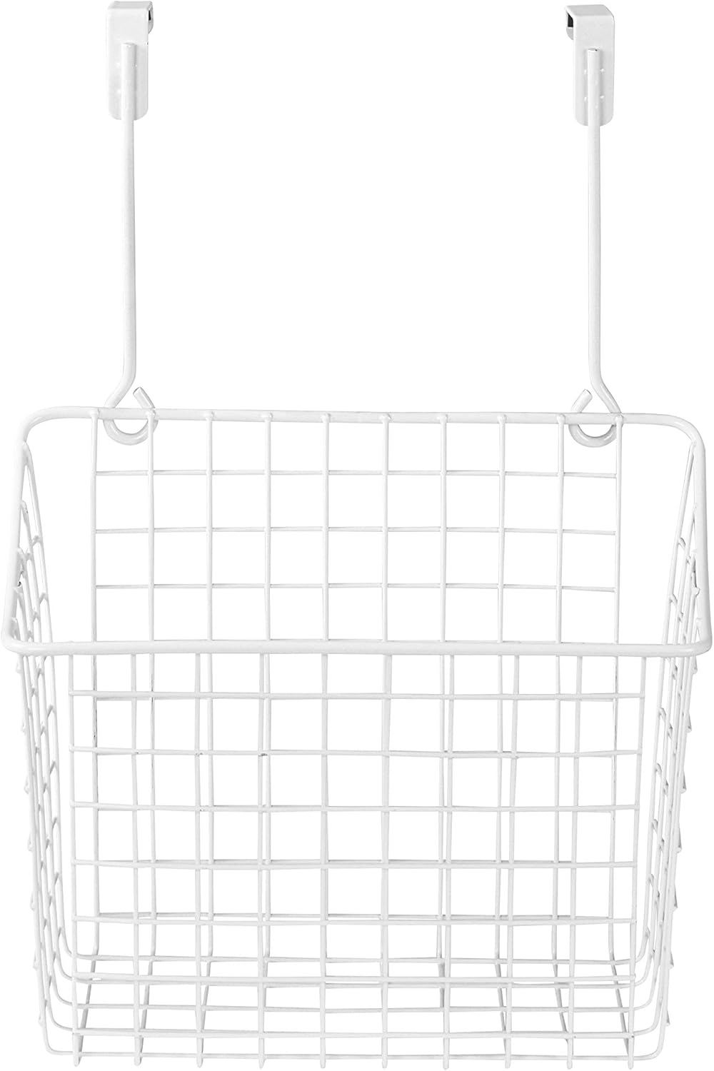 Spectrum Hanging Baskets for Organizing (Large, Satin Nickel) - Grid Over the Cabinet Wire Basket for Kitchen or Bathroom - Door Hanging Storage Organizer for Cleaning Supplies, Washcloths, & Towels