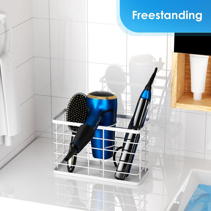 Hair Tool Organizer, Dryer Holder, 3 in 1 Blow Bathroom Organizer Wall Mounted/Cabinet Door for Flat Iron, Curling Straightener, Care & Styling Tools Storage Basket