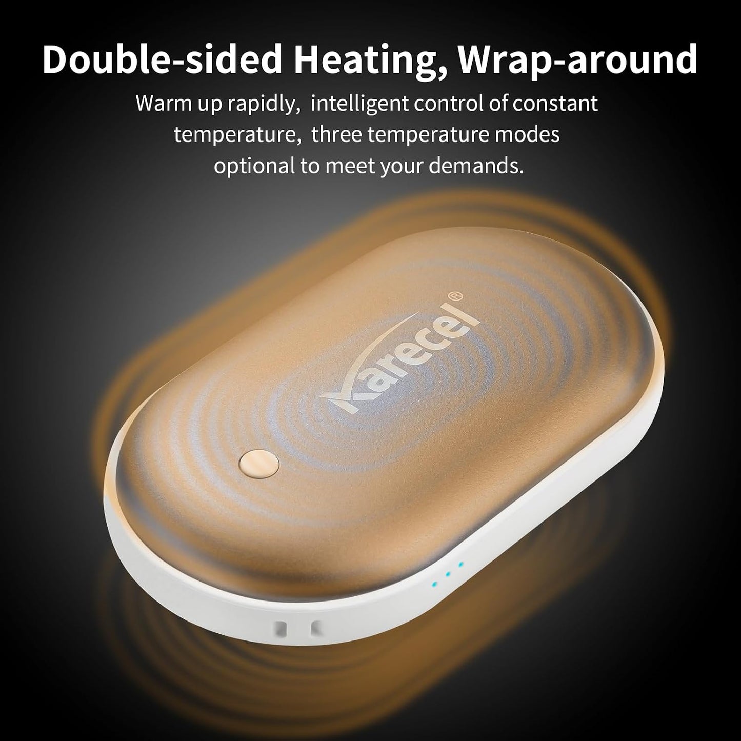 Karecel Rechargeable Hand Warmer, 5200mAh Double-Sided 4-inch Full-Surface Heat Electric Hand Warmer, Up to 11Hrs, Portable Handwarmer Pocket Heater, Tech Gifts for Men Women, Winter Essentials