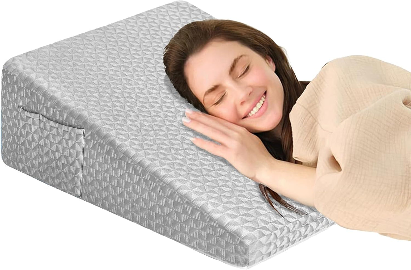 8" Leg Elevation Pillow, Memory Foam Wedge Pillow for Leg & Knee Support | Knee, Hip & Ankle Support. Elevates Legs For Comfortable Sleeping, Resting, And Recovery With A Supportive Wedge Shape.