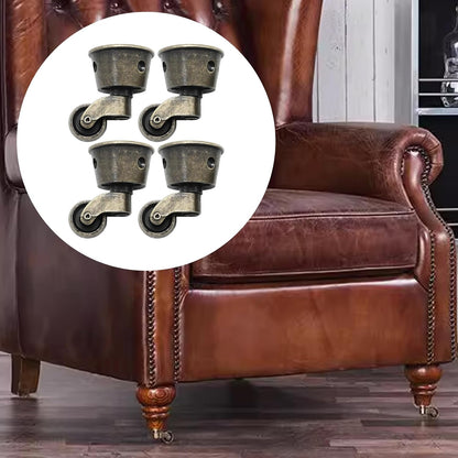 Anxingo 4 Pack 2.32 x 1.77 Inch Antique Zinc Alloy Swivel Cup Casters, Furniture Caster Wheels Universal Metal Pulley Wheels for Chair Cabinet Patio Table Sofas 1-3/4 Inch OD Vintage Green Bronze