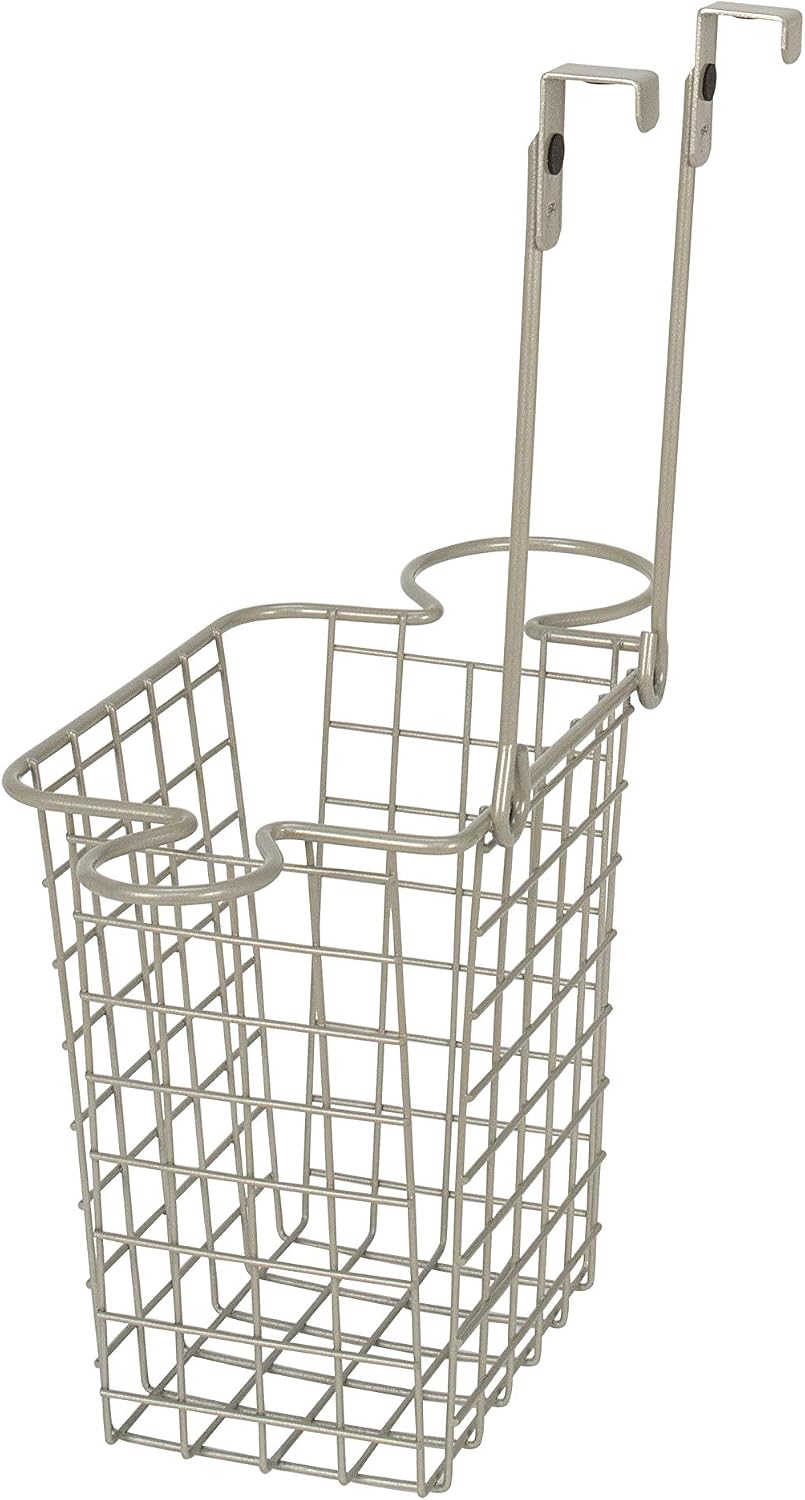 Spectrum Grid Over the Cabinet Styling Station (Satin Nickel) - Tall Bathroom & Under Sink Organizer for Hair Dryer, Beauty Tools, Accessories, & Home Essentials