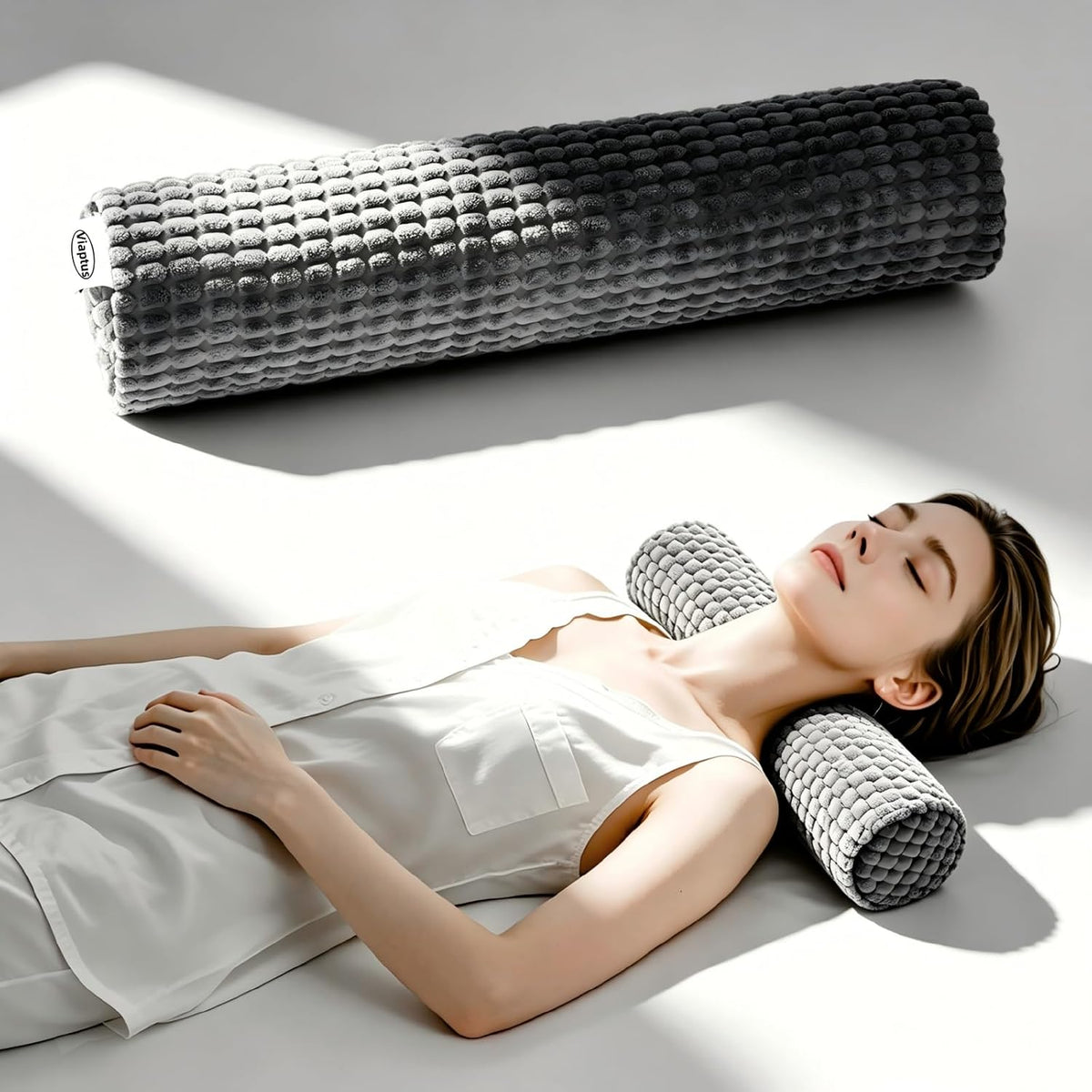 Cervical Pillow for Neck Pain, Memory Foam Neck Roll – Grey