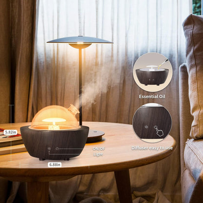 Glass Essential Oil Diffuser Wood Grain Base, 280ml Aromatherapy Diffusers Cool Mist Humidifier, LED Light in 7 Colors with Waterless Auto-Off Protection, for Office, Home, Yoga, Spa