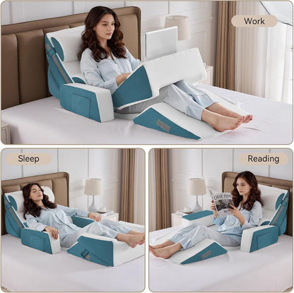 Yojoker Leg Elevation Pillows for Swelling, Memory Foam Wedge Pillow for Legs Blood Circulation, Leg Elevation Pillows for After Surgery, Knee Wedge Pillow for Sleeping Back Hip Ankles Relief