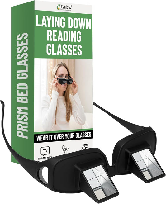 Evelots Lazy Glasses, Prism Glasses for Reading in Bed, TV & Books, Unisex