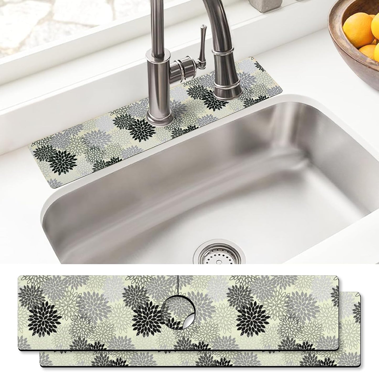 Sink Faucet Absorbing Mat, 2 Pack Drying Mat Around Faucet Sink Splash Guard Behind Faucet Sinkmat For Kitchen Bathroom Island Rv 24 * 5.5 Inch (60 * 14 cm)
