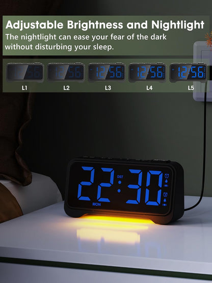 Vibrating Alarm Clock for Heavy Sleepers, 3-Level Bed Shaker, Dual Alarms