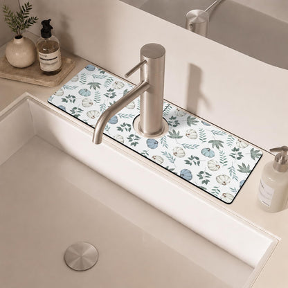 Light Brown White Checkered Kitchen Sink Splash Guard Faucet Mat,Faucet Non-Slip Absorbent Mat,Farmhouse Sink Splash Guard Behind Faucet for Kitchen Bathroom, 15"x5.5"