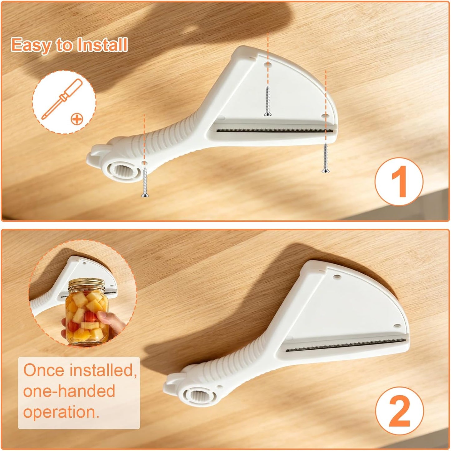 Jar Opener for Weak Hands & Arthritis, Effortless Jar Lid Opener for Seniors, Under Cabinet Bottle Opener Opens Any Size Lid, Kitchen Gadget