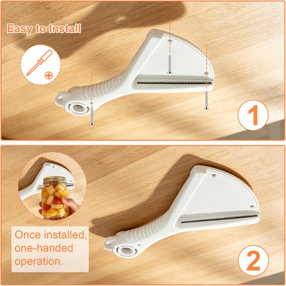 Jar Opener for Weak Hands & Arthritis, Effortless Jar Lid Opener for Seniors, Under Cabinet Bottle Opener Opens Any Size Lid, Kitchen Gadget