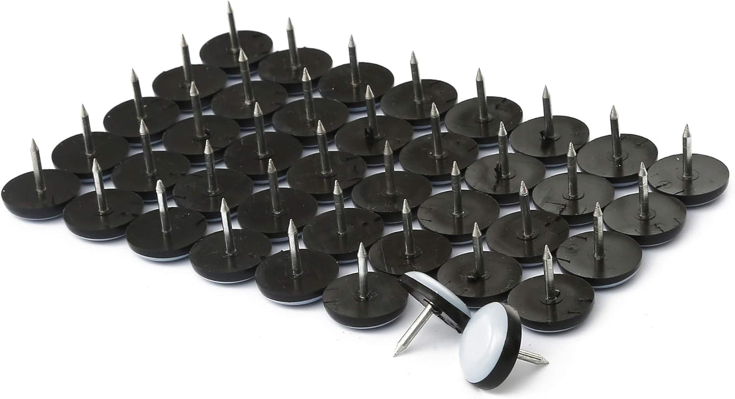 1" Nail on Furniture Sliders (24 Pack) - Furnigear Heavy Duty PTFE (Teflon) Chair Sliders Glides Wooden Furniture Movers Move Your Furniture Easily & Safety - Best Chair Leg Floor Protectors