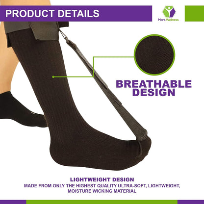 MARS WELLNESS Plantar Fasciitis Stretch Night Sock - For Pain Relief from Plantar Fasciitis and Achilles Tendonitis - Black - XS