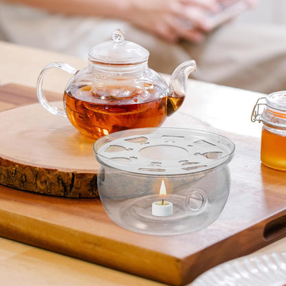 BESPORTBLE Household Glass Teapot Warmer with Heat-Resistant Base Safe Glass Tea Stove Heater for Warming Tea and Food Compact Design for Home Decoration and Practical Use