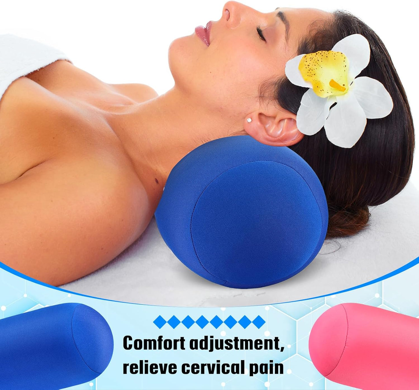 Geelin 2 Pcs Microbead Roll Pillow 11.8 x 6.3 Inch Soft Pillow Bolster Cylindrical Pillow Microbead Pillows for Sleeping Home Travel Neck Head Back Support Rest (Violet, Black)