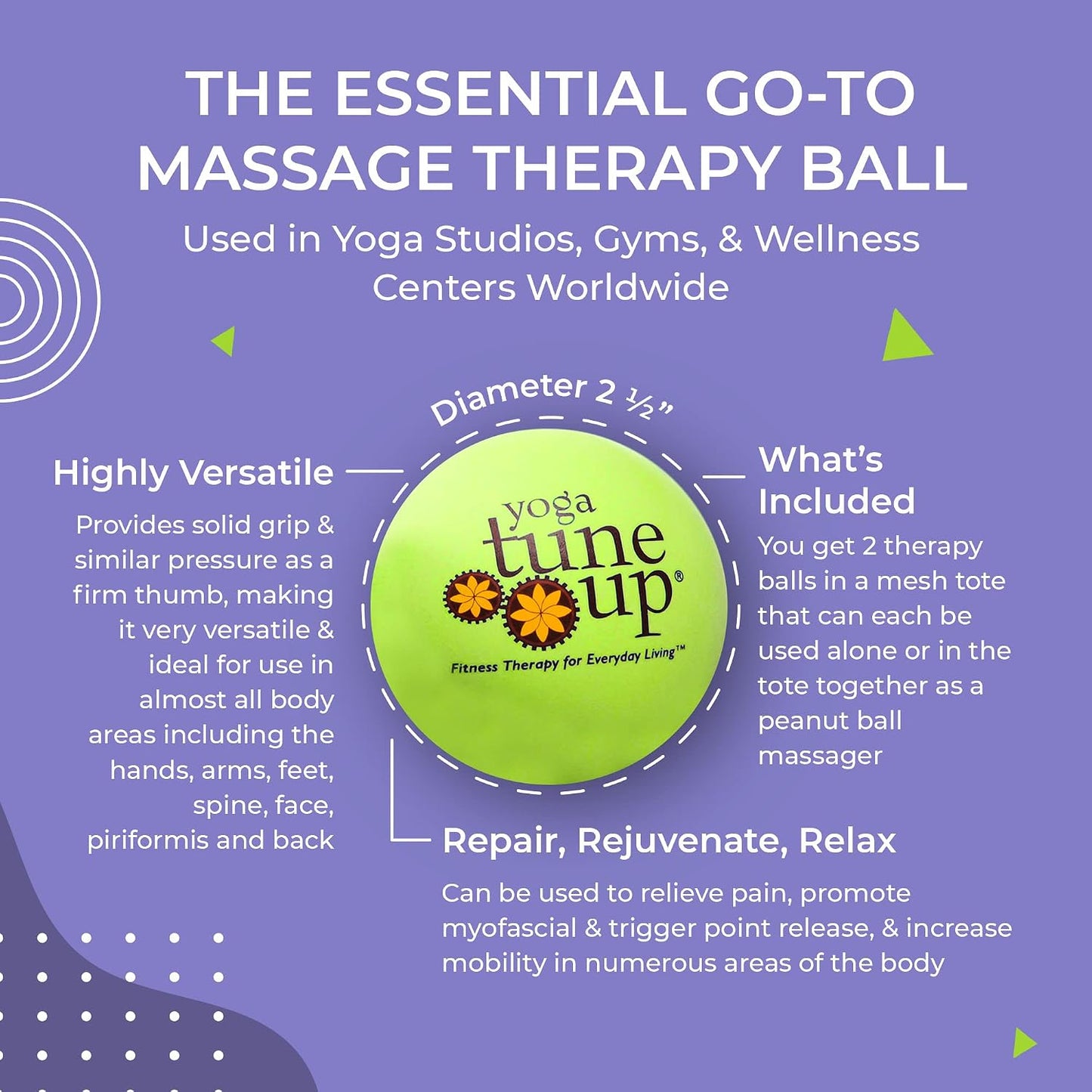 YOGA TUNE UP® Therapy Balls in Tote by Tune Up Fitness - Massage Balls for Trigger Point, Pressure Point & Myofascial Release - Use as Single or Peanut Ball for Pain Relief & Relaxation (Aqua Blue)