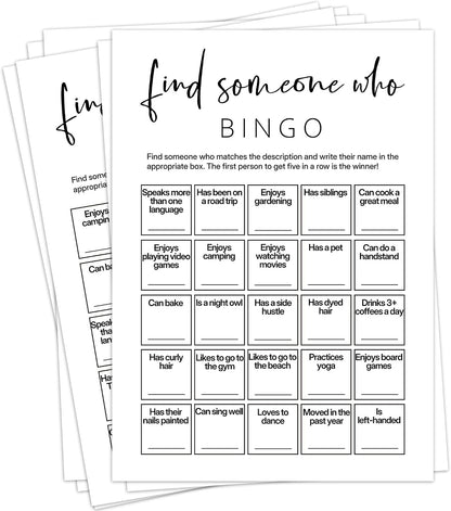 Office Bingo Cards – 25 Unique 5x7 Sheets, Find Someone Who Bingo Game for Adults, Team Building Games for Work, Ice Breaker Office Party Activity-A04