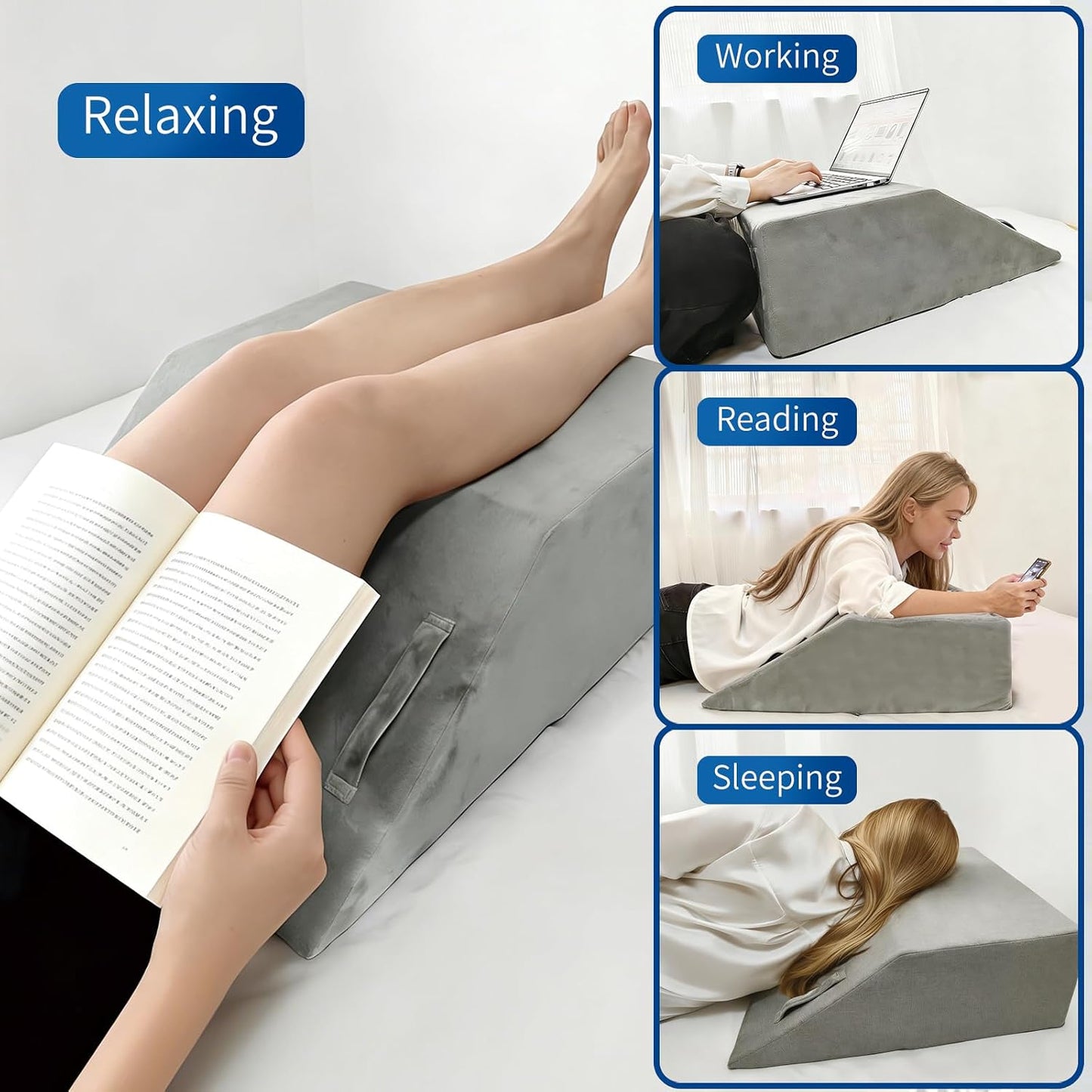 Knee Extender Elevation Pillow for After Surgery Recovery, Memory Foam Leg Pillow for Knee Replacement Surgery, Height Adjustable Cushion for Lower Back Hip Ankle Sciatica Pain Relief