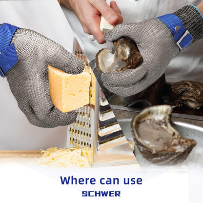Schwer SlicePro ANSI A9 Cut Resistant Glove PR1706, Stainless Steel Mesh Metal Glove, Food Grade for Kitchen Cooking, Butcher Meat Cutting, Oyster Shucking, Mandoline, Fishing, (M, 1 PCS)