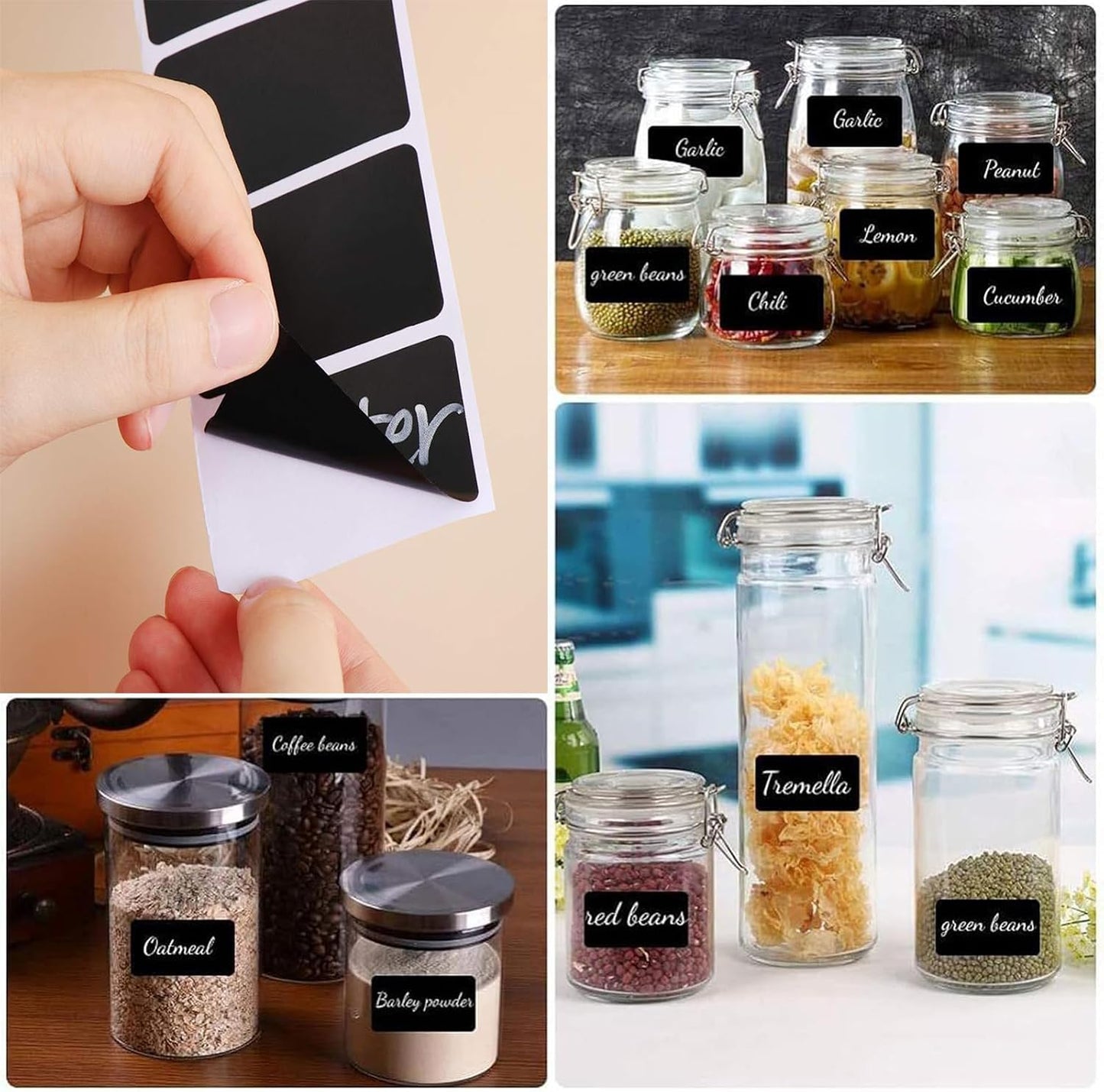 Chalkboard Labels, 300PCS Waterproof Blackboard Reusable Chalk Sticker Label, Removable Pantry Labels Rectangle for Storage Bins, Mason Jars, Food Containers, Office