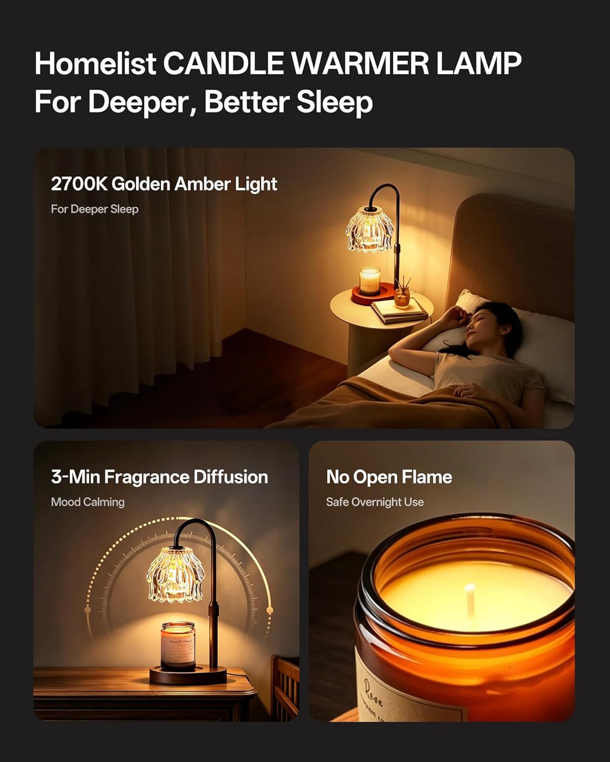 Homelist Candle Warmer Lamp with Timer Dimmer, Electric Wax Melter Warmer
