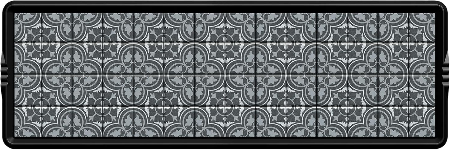 BEHERO Boot Tray Shoe Mat, Rubber Shoe Matt Tray Indoor/Outdoor Use, 16" x27.5" Shoe Cleaning Mat Non-Slip with Raised Edge for Entryways, Decks, and Patios (Black)