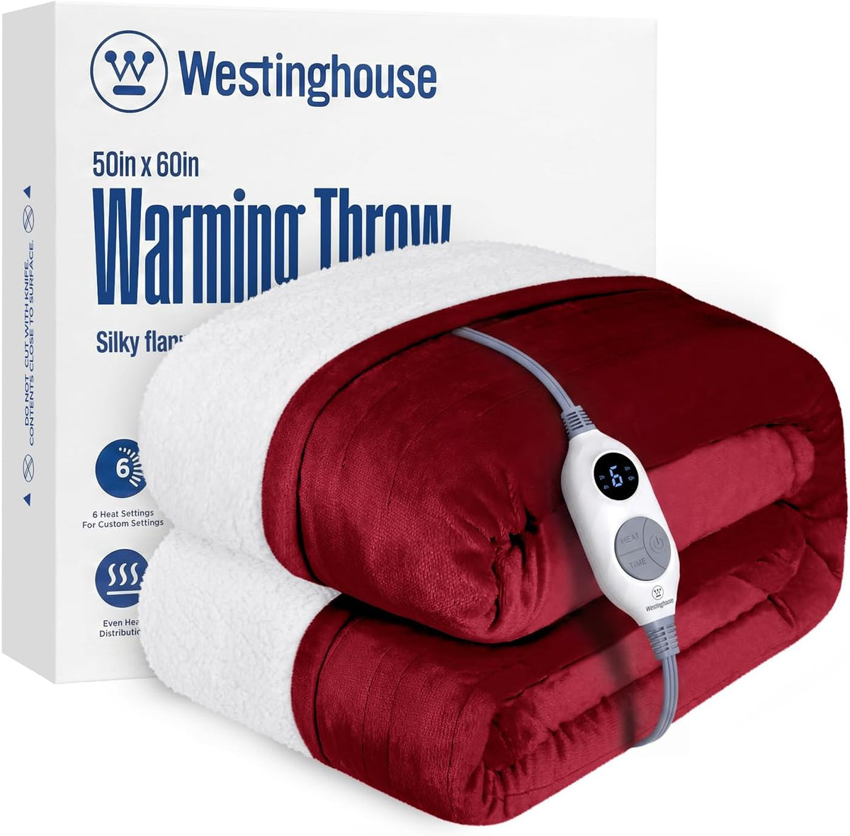 Westinghouse Heated Throw Blanket, 50"x60", Charcoal, ETL Certified