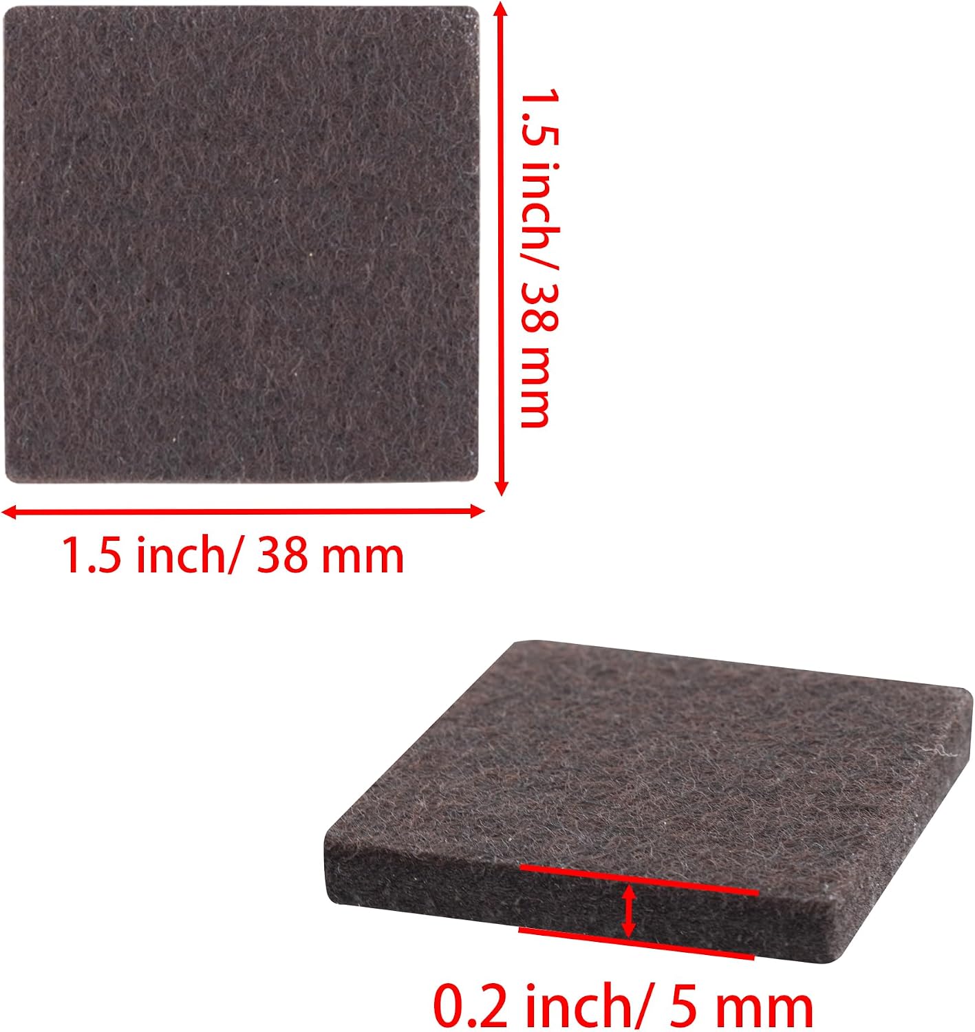 3.5inch Square Felt Furniture Pads, 16Pcs Self Adhesive Cuttable Felt Furniture Leg Pads Floor Protectors Furniture Sliders for Hardwoods Floors, Brown