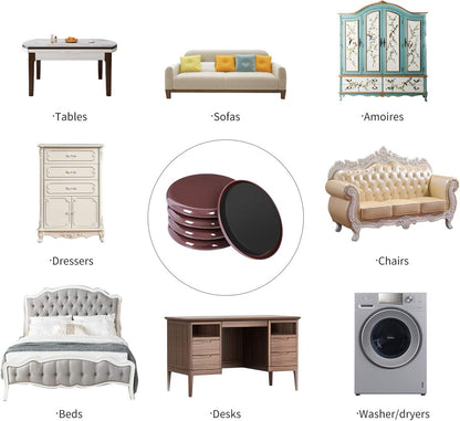 Ezprotekt Large Furniture Sliders for Carpet and Hardwood Floors, 8 Pack 9-1/2" x 5-3/4" Reusable Oval Heavy Duty Furniture Moving Pads, 4 Pcs Hard Floor Felt Sliders+4 Pcs Carpet Sliders (Beige)