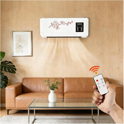 Multifuntional 2 in 1 Wall Mounted Heating System for Bathroom Office Rv Garage, Cooling and Heating Mini Air Conditioner Fan, Quiet 110v Smart Ac Fan Heater Yellow 21.26inx4.92inx7.87in