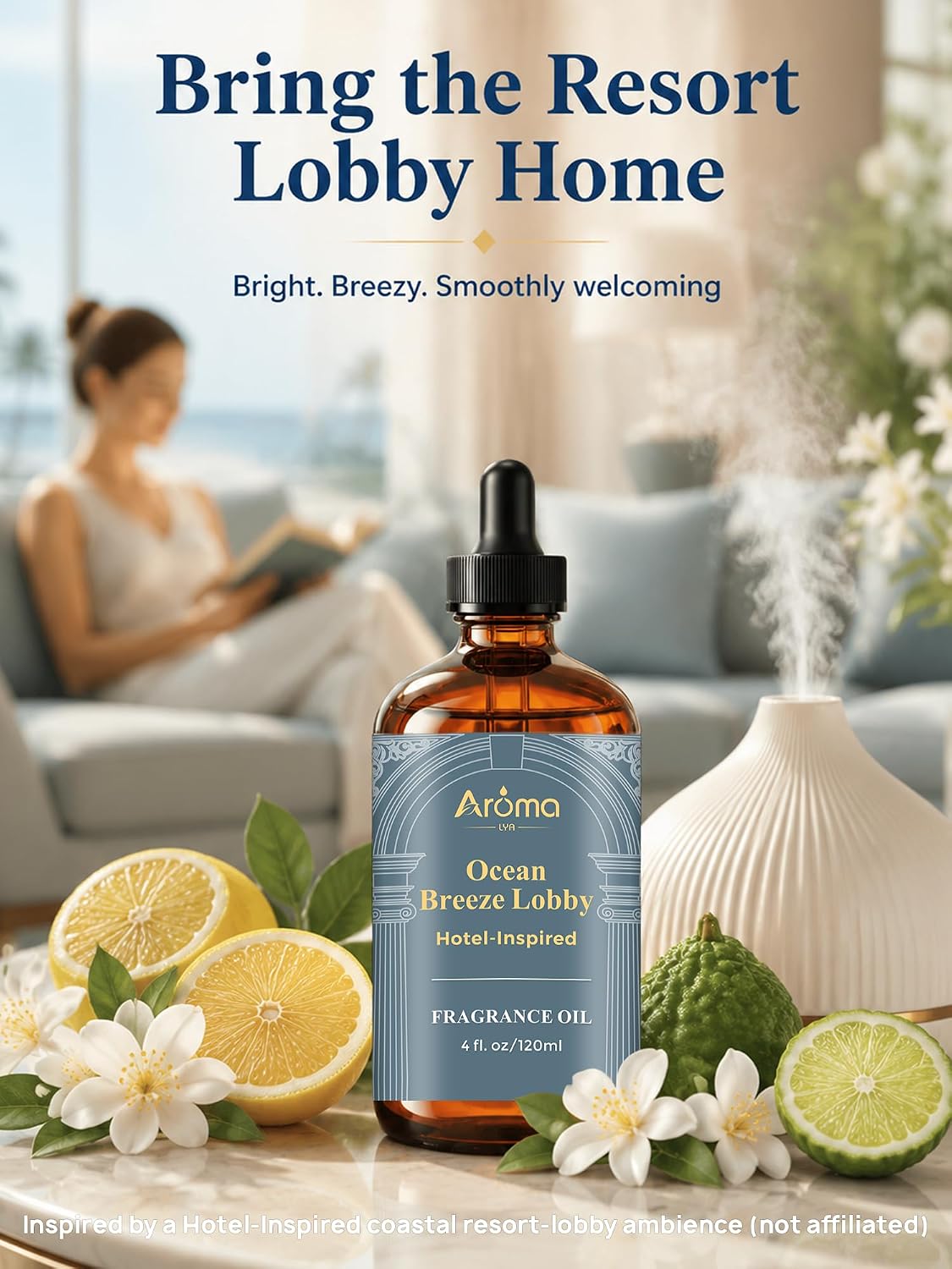 Ocean Breeze Lobby Fragrance Oil, Hotel-Inspired Coastal Resort Scent, Diffuser Oil for Home Diffusers and Crafting