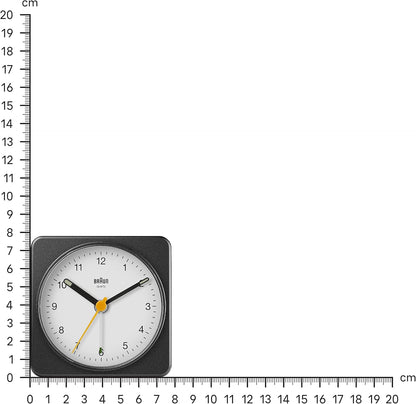 Braun Classic Analogue Alarm Clock with Snooze and Light, Quiet Quartz Sweeping Movement, Crescendo Beep Alarm in White, Model BC03W.