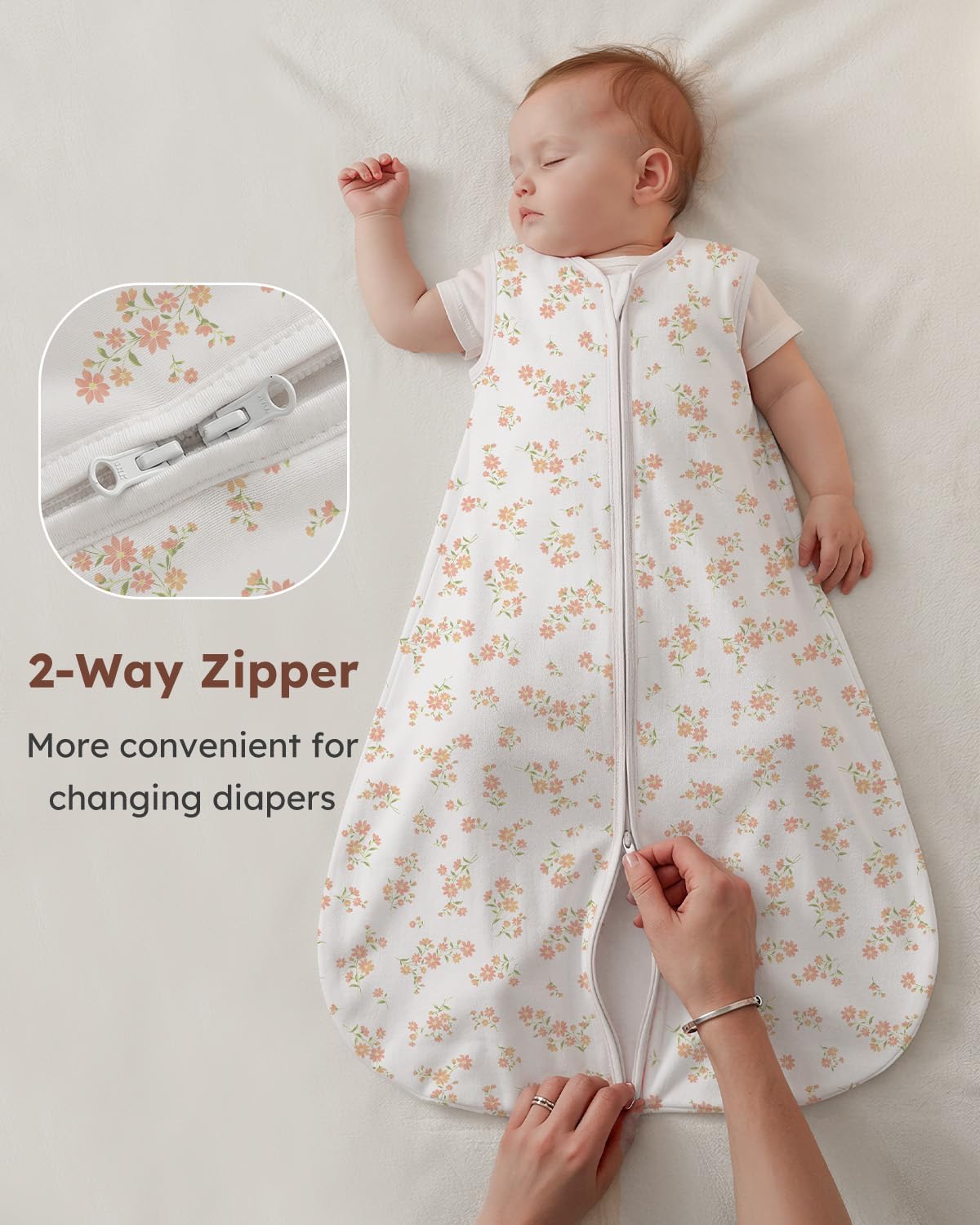 Yoofoss Baby Sleep Sack 0-6 Months Wearable Blanket for Babies 100% Organic Cotton 2-Way Zipper TOG 0.5 Toddler Sleeping Sack 3 Pack, Sleep Sacks