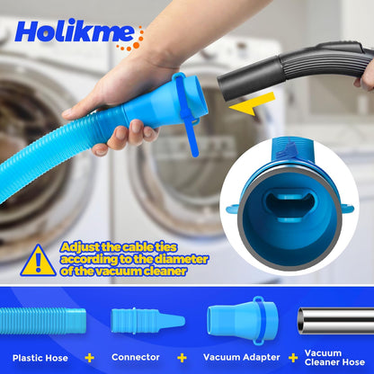 Holikme Dryer Vent Cleaner Kit, Vacuum Hose Attachment, 2-Piece, Black | Adjustable Cable Tie for Easy Attachment, Flexible Lint Brush Removes Lint from Dryer Lint Screens and Tight Spaces