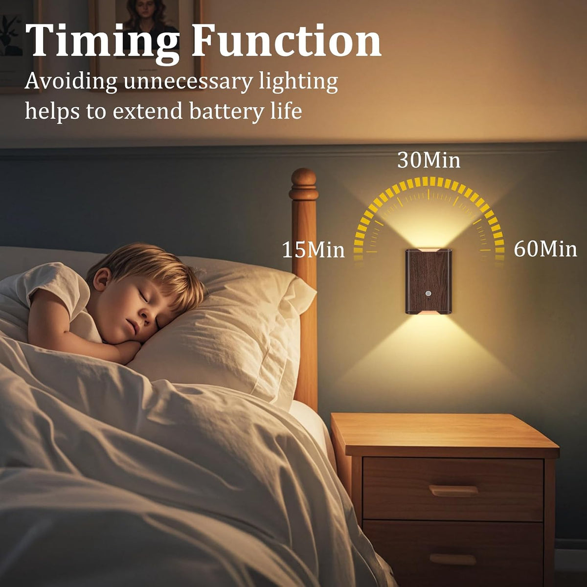 Eneru Motion Sensor Wall Sconce, Rechargeable Wireless Lights Indoor