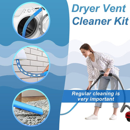 Upgraded Dryer Lint Vent Cleaner Kit: Flexible Vacuum Hose Attachment for Lint Removal |Universal Vacuums Deep Cleaning Brush for Clogged Ducts