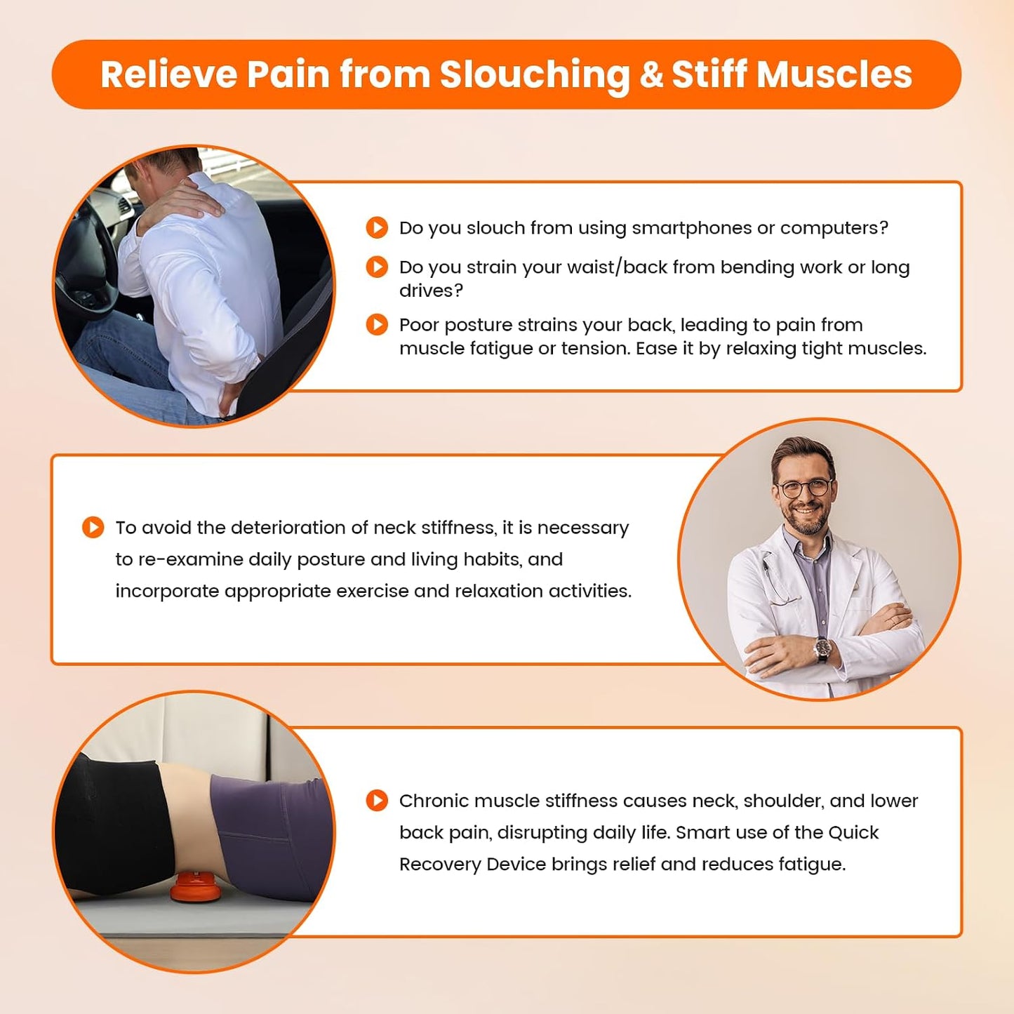 Manual Back Massager, Trigger Point Massage Tool for Lower Back