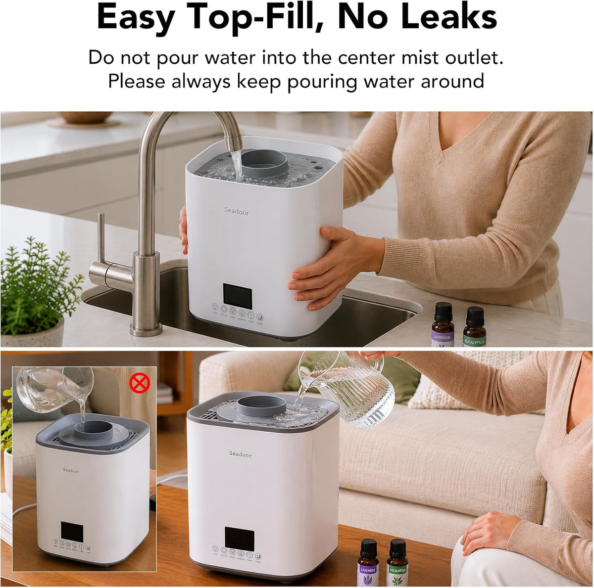 Humidifier for Bedroom, 3L Ultrasonic Cool Mist