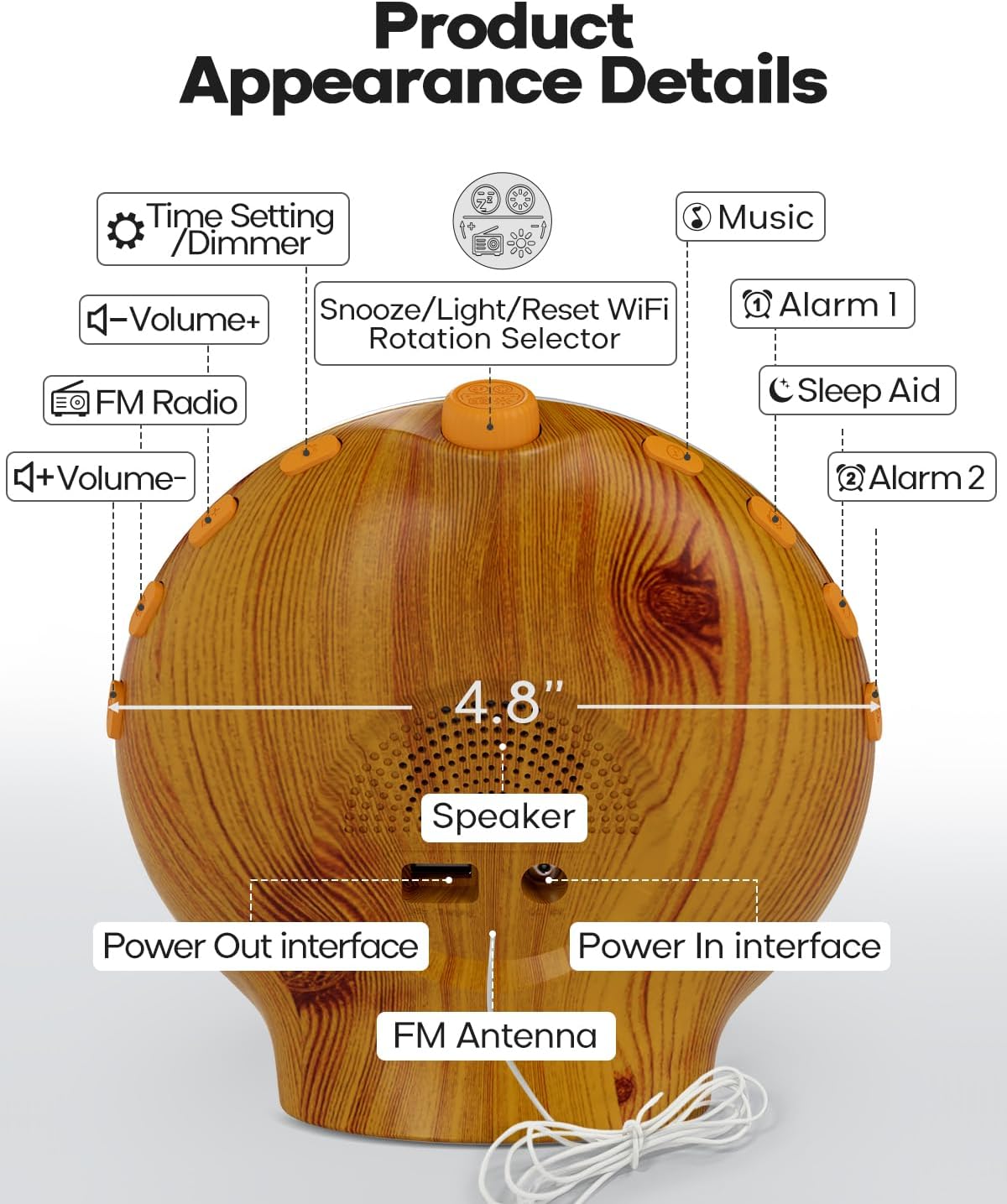 Sunrise Alarm Clock for Heavy Sleepers, Wake Up Light with Sunrise/Sunset Simulation, Dual Alarms & Natural Sounds, Snooze & Sleep Aid, FM Radio, 7 Colors Night Light for Bedroom, Ideal for Gift