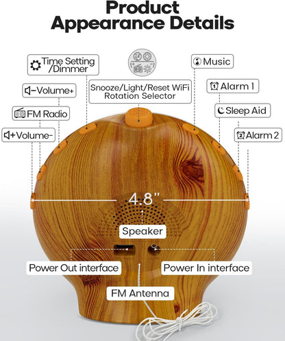 Sunrise Alarm Clock for Heavy Sleepers, Wake Up Light with Sunrise/Sunset Simulation, Dual Alarms & Natural Sounds, Snooze & Sleep Aid, FM Radio, 7 Colors Night Light for Bedroom, Ideal for Gift