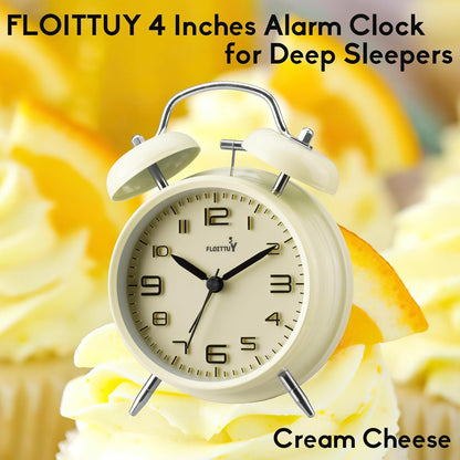 FLOITTUY Loud Alarm for Deep Sleepers 4'' Twin Bell Alarm Clock with Backlight for Bedroom and Home Decoration(Green)